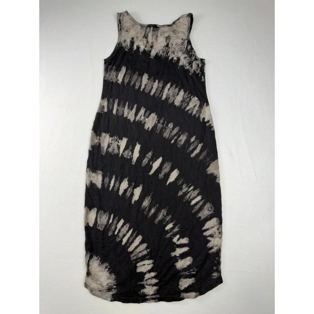Saturday Sunday Anthropologie Tie Dye Midi Dress Black Grey Sleeveless L - Picture 8 of 8